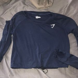 Gym shark crop top long sleeve gym shirt